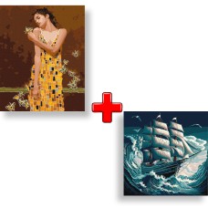 Набір картин за номерами 2 в 1 "В обіймах метеликів" 40х50 KHO2600 та "Шторм на морі" 40х40 KHO2775
