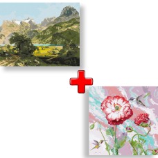 Набор картин по номерам 2 в 1 Идейка "Волшебный пейзаж" 40х50 KHO2875 и "Легкий этюд" 40х40 KHO3219