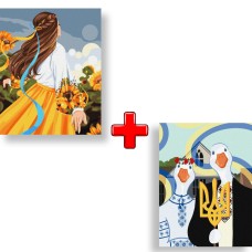 Набор картин по номерам 2 в 1 Идейка "Моя цветущая Украина" 40х50 KHO4984 и "Украинская готика" 30х40 KHO4372