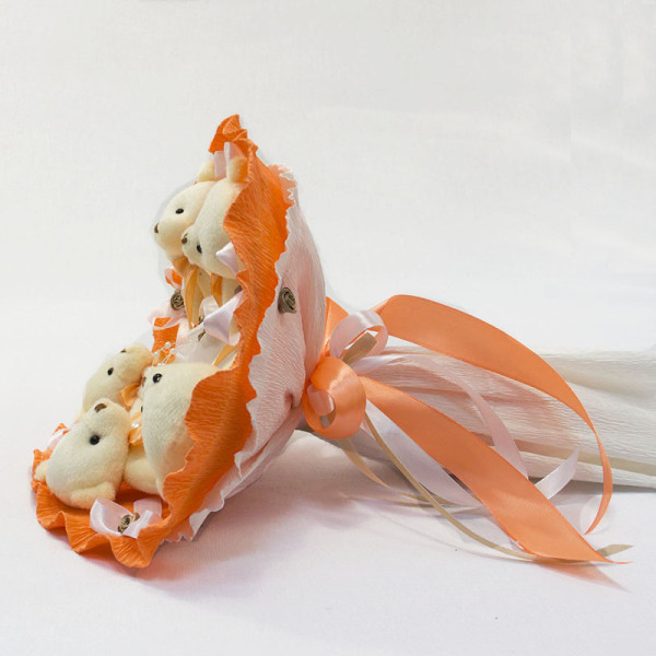 Букет з іграшок Ведмедики помаранчевий 5345IT з 5ю іграшками (5345IT)