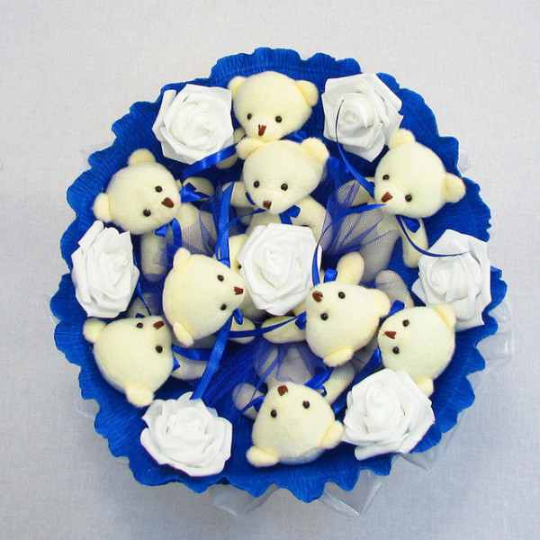 Букет из мягких игрушек 9 мишек 5339IT синий(5339IT)
