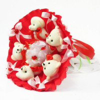 Букет з м'яких іграшок 5 ведмедиків 5289IT червоний (5289IT)