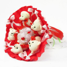 Букет з м'яких іграшок 5 ведмедиків 5289IT червоний (5289IT)