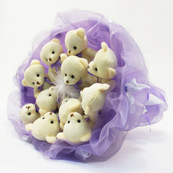 Букет з іграшок Ведмедики лавандовий 5346IT з 11ю іграшками (5346IT)