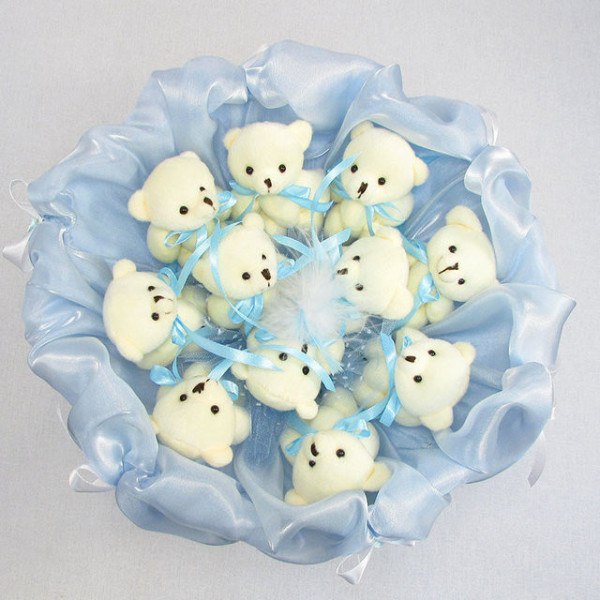 Букет з м'яких іграшок 11 ведмедиків 5285IT небесно-блакитний (5285IT)