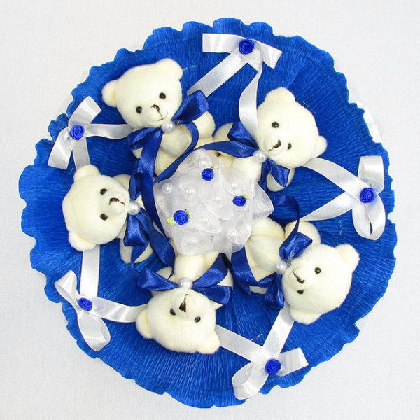 Букет з м'яких іграшок 5 ведмедиків 5290IT синій (5290IT)