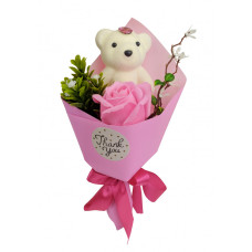 Аксесуари для свята MK 3323 букет з троянди і ведмедика  (MK 3323(Pink))