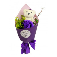 Аксесуари для свята MK 3323 букет з троянди і ведмедика  (MK 3323(Violet))