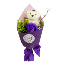 Аксесуари для свята MK 3323 букет з троянди і ведмедика  (MK 3323(Violet))