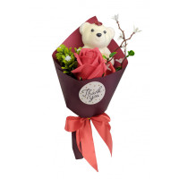 Аксесуари для свята MK 3323 букет з троянди і ведмедика  (MK 3323(Red))