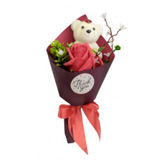 Аксесуари для свята MK 3323 букет з троянди і ведмедика  (MK 3323(Red))