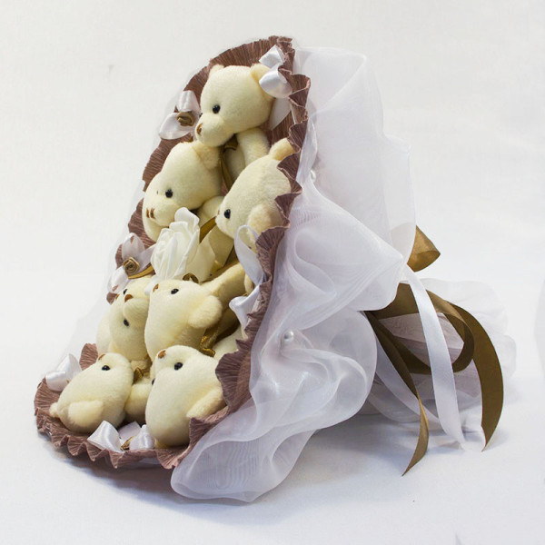 Букет з іграшок Ведмедики кавовий 5348IT з 9 іграшками (5348IT)