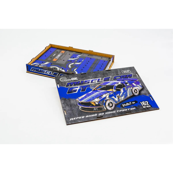 Дерев'яний 3D конструктор Mustang GT Puz-00642, 162 деталей (Puz-00642)
