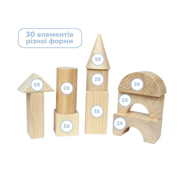 Деревянный конструктор "Строительный набор" 900833, 30 деталей (900833)