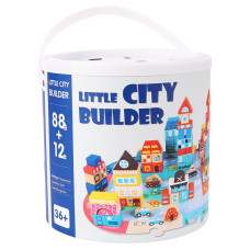 Дерев'яний конструктор "Місто" C 75545, 12 пазлів, 88 деталей (C 75545)