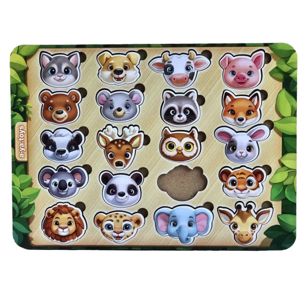 Дерев'яний пазл-сортер "Мордочки" Ubumblebees (ПСФ084) PSF084 мордочки тварин (PSF084)