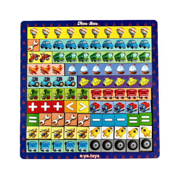 Дерев'яний пазл-сортер "Математичні сходи: Транспорт" Ubumblebees (ПСФ078) PSF078 (PSF078)