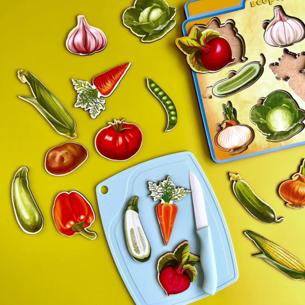 Дерев'яний пазл-вкладиш "Овочі зовні та всередині" Ubumblebees (ПСД194) PSD194  (PSD194)