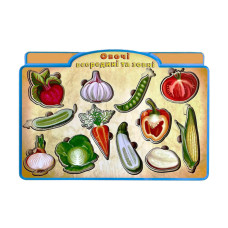 Дерев'яний пазл-вкладиш "Овочі зовні та всередині" Ubumblebees (ПСД194) PSD194  (PSD194)