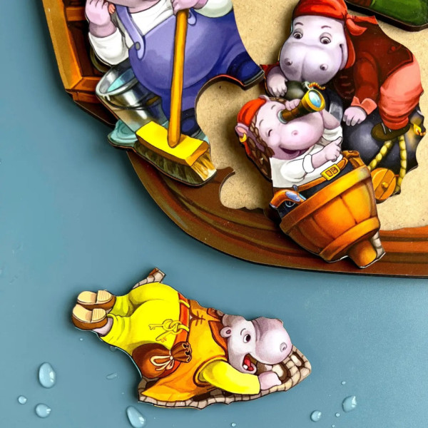 Дерев'яний пазл-вкладиш "Бегемотики-пірати" Ubumblebees (ПСД083) PSD083, 13 бегемотиків (PSD083)