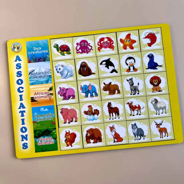 Дерев'яний пазл-вкладиш "Асоціації - види тварин" Ubumblebees (ПСД133) PSD133, 25 плашок  (PSD133)