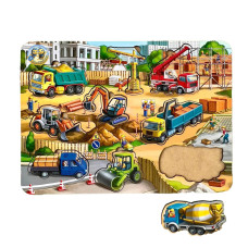 Дерев'яний пазл-вкладиш "Будівельний майданчик" Ubumblebees (ПСД123) PSD123, 9 елементів (PSD123)