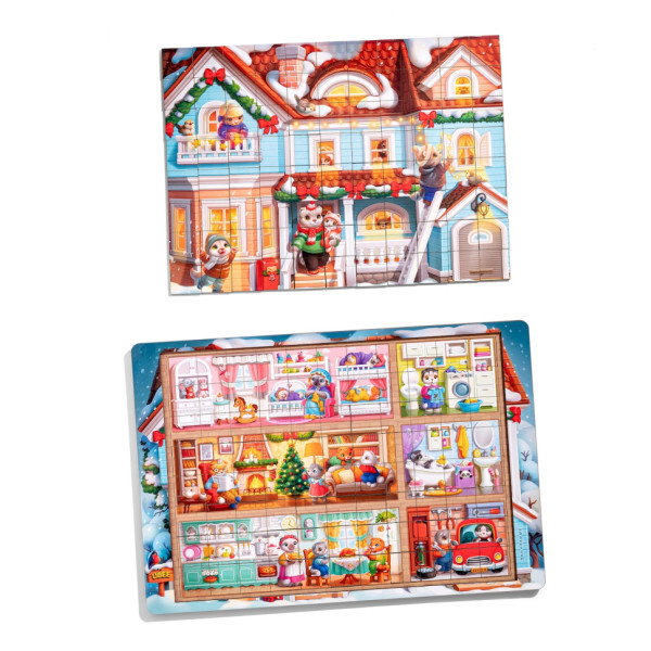 Пазл дитячий дерев'яний "Котячий будинок" (ПСД249) PSD249, 176 елементів (PSD249)