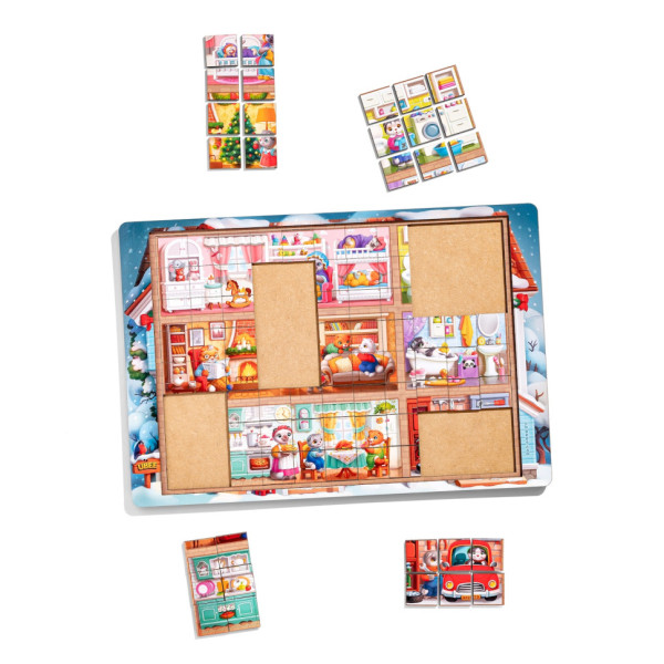 Пазл дитячий дерев'яний "Котячий будинок" (ПСД249) PSD249, 176 елементів (PSD249)