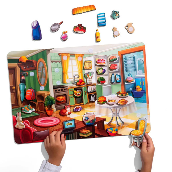 Дерев'яний пазл-вкладиш "Наведи лад в кімнаті та нагодуй Ваню" (ПСД271) PSD271 (PSD271)