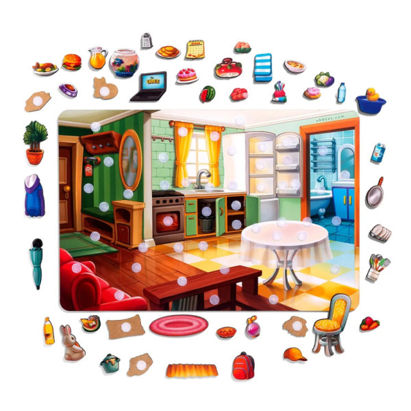 Дерев'яний пазл-вкладиш "Наведи лад в кімнаті та нагодуй Ваню" (ПСД271) PSD271 (PSD271)