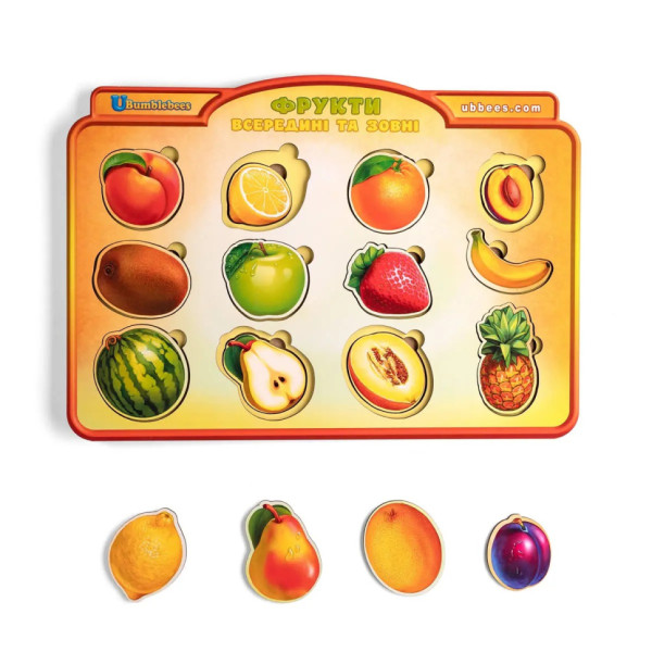 Дерев'яний пазл-вкладиш "Фрукти у розрізі" Ubumblebees (ПСД136) PSD136 сортер (PSD136)