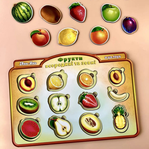 Дерев'яний пазл-вкладиш "Фрукти у розрізі" Ubumblebees (ПСД136) PSD136 сортер (PSD136)