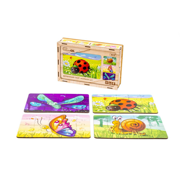Дерев’яний дитячий пазл 4в1 "Комахи" Puz-59557, 80 елементів (Puz-59557)