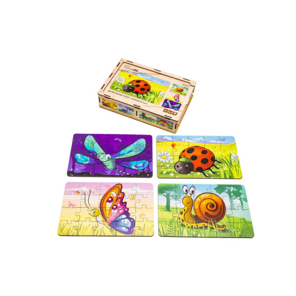 Дерев’яний дитячий пазл 4в1 "Комахи" Puz-59557, 80 елементів (Puz-59557)