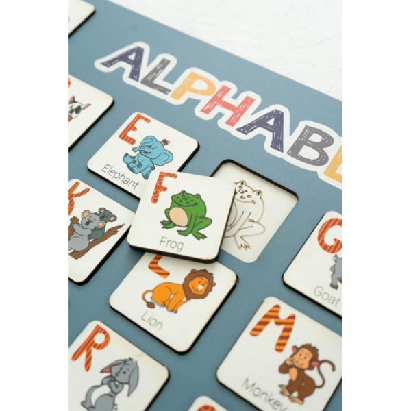 Деревянный алфавит-вкладыш английский "ALPHABET" 3240-03-002 синий 29х39 см (3240-03-002)
