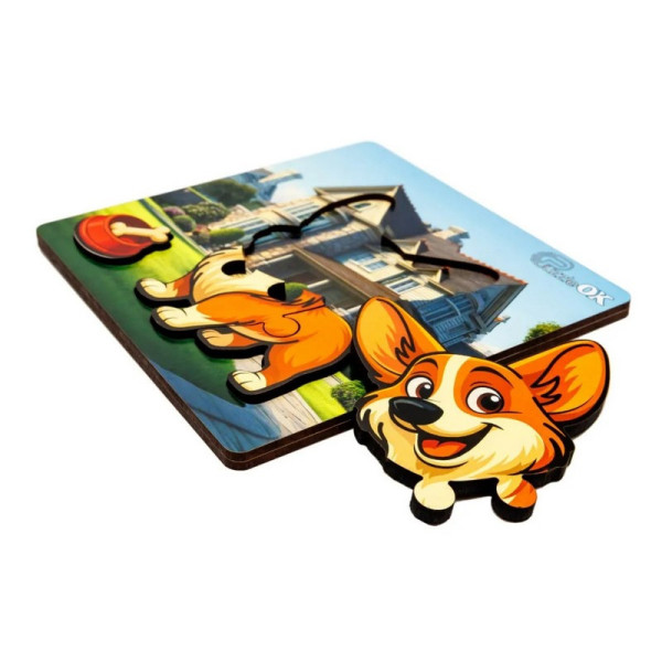 Деревянный пазл-вкладыш "Веселая собачка" Puz-88753 А6, 4 элемента (Puz-88753)