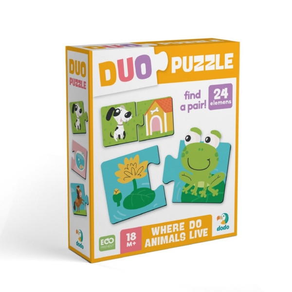 Детский пазл "ДУО-Зверушки и их дома" 300690, 24 элемента(300690)