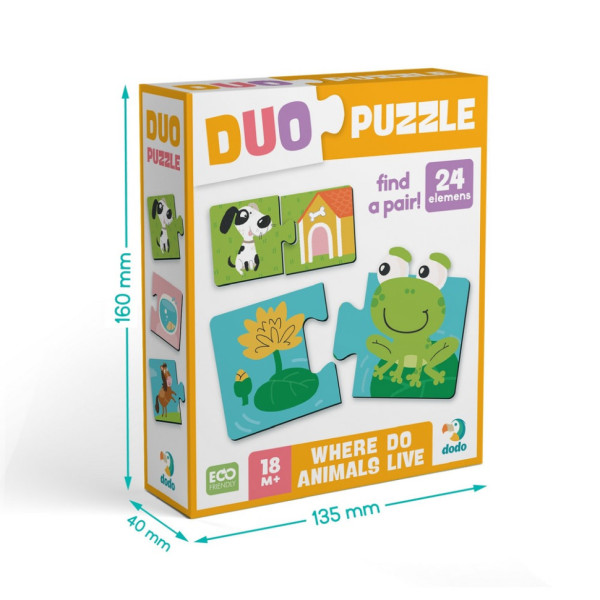 Детский пазл "ДУО-Зверушки и их дома" 300690, 24 элемента(300690)