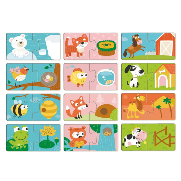 Детский пазл "ДУО-Зверушки и их дома" 300690, 24 элемента(300690)
