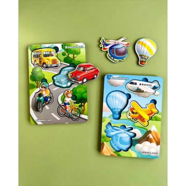 Дерев'яний пазл-вкладиш "Транспорт-1" Ubumblebees (ПСФ114) PSF114 фон із підказкою (PSF114)