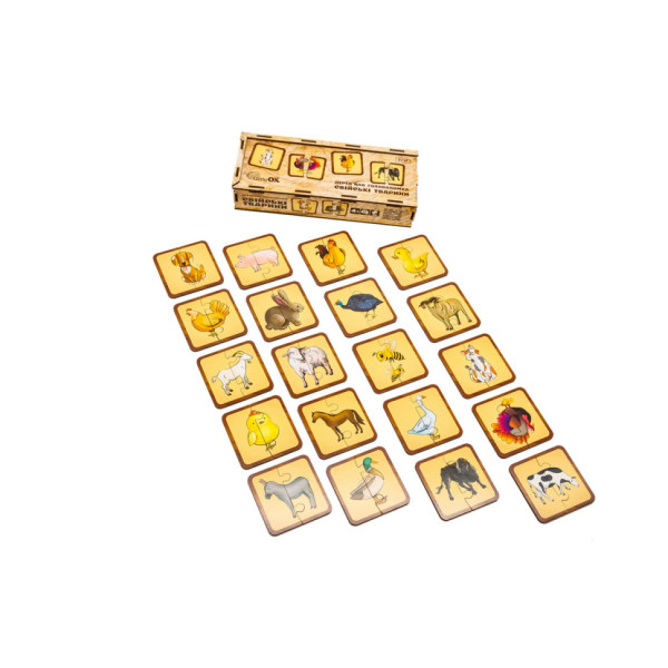 Дерев'яна головоломка "Свійські тварини" Puz-37351, 40 елементів (Puz-37351)