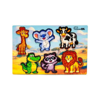 Деревянный пазл-вкладыш "Умный мир: Дикие животные" Puz-88750 А5, 18 элементов(Puz-88750)