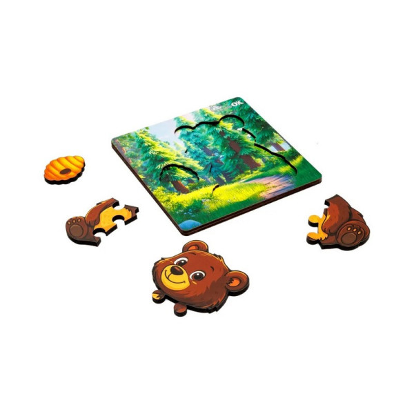 Деревянный пазл-вкладыш "Лесной мишка" Puz-88754 А6, 4 элемента (Puz-88754)