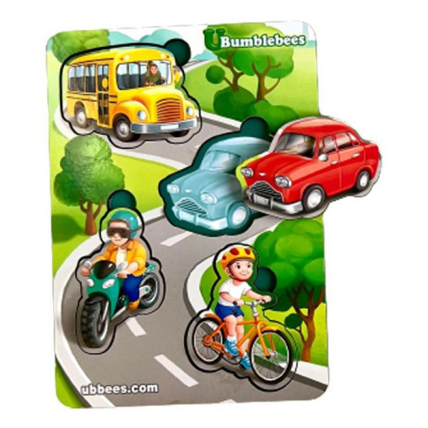 Дерев'яний пазл-вкладиш "Транспорт-2" Ubumblebees (ПСФ115) PSF115 фон із підказкою (PSF115)