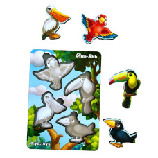 Дерев'яний пазл-вкладиш "Птахи" Ubumblebees (ПСФ062) PSF062 фон із підказкою   (PSF062)