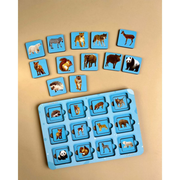 Дерев'яний пазл-сортер "Мама та малюк" Ubumblebees (ПСФ087) PSF087 дикі тварини (PSF087)