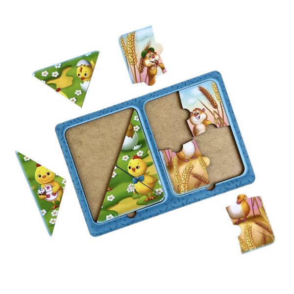 Дерев'яний пазл-вкладиш "Хом'яки та курчата" Ubumblebees (ПСД183) PSD183 в рамці (PSD183)