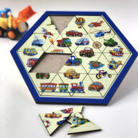 Деревянный пазл-головоломка "Транспорт" Ubumblebees (ПСФ024) PSF024 шестиугольник(PSF024)