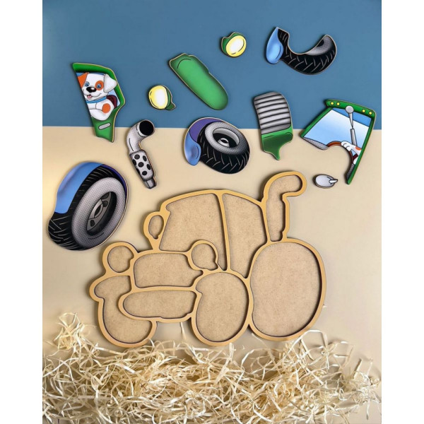 Дерев'яний пазл-вкладиш "Трактор" Ubumblebees (ПСД119) PSD119 пазл-контур (PSD119)