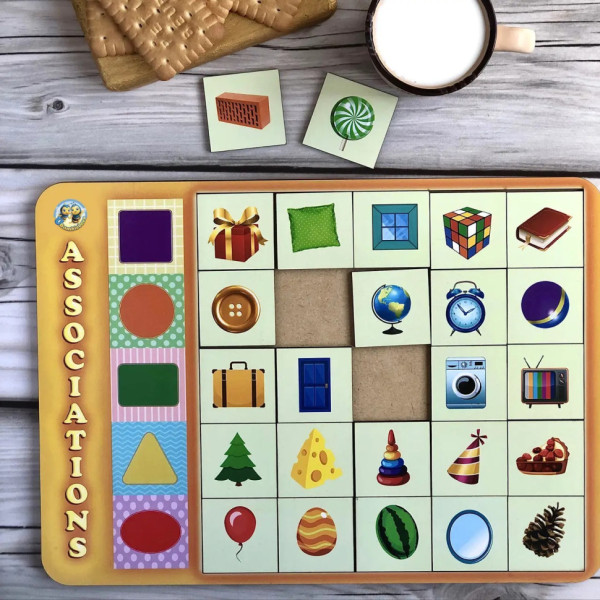 Дерев'яний пазл-вкладиш "Геометричні фігури" Ubumblebees (ПСД097) PSD097 сортер-асоціації (PSD097)